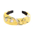 Yellow floral knotted fabric headband for women, wide-brimmed retro hair hoop daily wear. - Petal Style (FK-B040 Yellow)