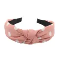 Retro Korean pink polka dot knotted fabric headband wide hair band for women daily fashion. - Korean Pink Polka Dot Style