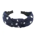 Navy Blue Polka Dot Fabric Headband Wide Knotted Hair Hoop Retro Korean Style Hair Accessory - Navy Polka Dot Style