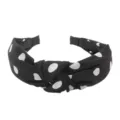 Black and white polka dot headband with chic knotted design, wide hair hoop for daily wear. - Black Polka Dot Style