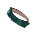 Dark green satin knotted headband for women, stylish wide brim hair band for daily wear. - Dark Green Satin