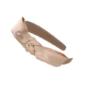 Elegant satin knotted headband for women, fashionable wide-brim hair accessory for daily wear. - Khaki Satin