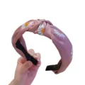 Daisy Print Knotted Headband Purple Wide Hair Hoop Fashion Hair Accessories for Women - Mauve Daisy Style