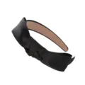 Black satin knotted headband for women, wide fabric hair hoop, elegant vintage hair accessory. - Satin Black