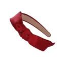 Red satin knotted headband for women, vintage wide hair hoop, elegant fashion hair accessory. - Wine Red Satin