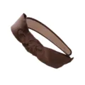 Brown Satin Knotted Headband Wide Fabric Hair Hoop Vintage Hair Band for Women Daily Wear - Coffee Satin