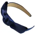 Dark blue satin knotted headband for women, wide retro hair hoop, stylish daily hair accessories. - Navy Satin
