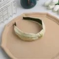 Diadema de tela floral amarilla estilo coreano bonito aro de pelo ancho accesorio para mujeres - Amarillo