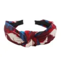 Retro Korean knotted fabric headband for women, wide vintage print hair hoop hairband. - Feather Leaf Style (5#)