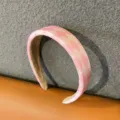 Pink argyle sponge headband for women, retro wide padded hair hoop for daily fashion wear. - Pink