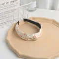 Cherry print knotted fabric headband, sweet hair accessory for women daily wear style. - Cherry Print / Beige