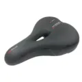 Ergonomic black bike saddle with memory foam and breathable cutout for comfortable riding. - Shock Absorption Ball Style / Single Saddle / Red