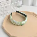 Green kiwi fruit print knotted hair hoop elegant fresh style fabric headband for women accessories - Kiwi Print / Turquoise