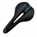 Ergonomic hollow mountain bike saddle with memory foam, comfortable bicycle seat for long rides. - Double Rail / Blue + Installation Tool