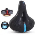 Ergonomic bicycle silicone saddle with breathable hollow design and shock absorber. - Single Saddle / Blue
