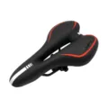 Comfortable bicycle saddle with gel padding, ergonomic design, shock absorbing black seat. - Red
