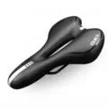 Ergonomic black bike saddle with hollow design and comfortable cushion for mountain bicycles. - Silicone Style - Black