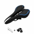Comfortable bicycle saddle with soft ergonomic design, shock absorption and mounting tools. - Blue with Tool