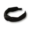 Diadema de satén negro con nudo en primer plano que muestra textura de tela lisa y diseño. - Negro