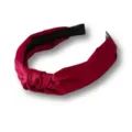 Diadema ancha de saten con nudo en burdeos, accesorio para el pelo liso y elegante. - Burdeos