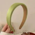 Diadema ancha verde solida para mujeres, elegante aro para el cabello para uso diario y fiestas. - Verde Aguacate