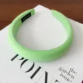 Light green padded headband detail close-up, soft cloth wrapped sponge hair hoop for daily wear. - Grass Green