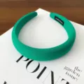 Diadema de esponja verde ancha para mujer, estilo coreano accesorio de pelo de tela comodo. - Verde Lago