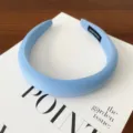 Light blue wide sponge fabric headband for women, minimalist daily hair hoop, cute hair accessories. - Light Blue