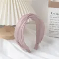 Serre-tête large noué rose vintage en tissu accessoire de cheveux mignon pour femmes - Rose