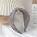 Diadema de nudo gris satinado vintage aro de pelo ancho accesorio elegante para mujer - Gris