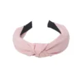 Pink wide knotted headband solid color fashion hair hoop sweet hair accessory detail view - Pink