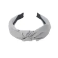 Grey knotted fabric headband detail, wide solid hair hoop, minimalist daily hair accessory. - Gray