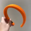 Korean wide sponge headband orange hair hoop fashion women hair accessories solid color - Orange