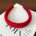 Red wide padded headband sponge hair hoop stylish solid color hair accessory for women - Red
