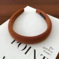 Wide padded headband for women, solid color cloth hair hoop, comfortable daily hair accessory. - Caramel color