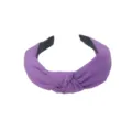 Diadema ancha morada con nudo para mujer, accesorio de pelo elegante de color sólido diario - Púrpura