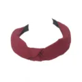 Wine red wide knotted headband for women, stylish solid color hair hoop for daily wear. - Burgundy
