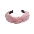 Solid color pink knotted fabric headband for women, stylish wide hair hoop daily wear. - Pink