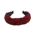 Serre-tête en tissu rouge vin noué, bandeau large côtelé, accessoire de cheveux élégant uni. - Rouge Brique