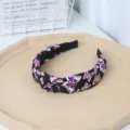 Diadema de tela negra con estampado de mariposas elegante accesorio de pelo vintage - Negro