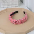 Pink butterfly printed knotted fabric headband, vintage French style hair hoop for women. - Korean Pink