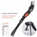 Adjustable black aluminum alloy bicycle kickstand, durable center mount stand for bikes. - 16-20 Inches / Center Kickstand - Black + Two Tools