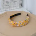 Mujer vintage diadema amarilla con estampado de mariposa ancho accesorio de pelo verano - Amarillo