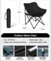 Portable folding moon chair for outdoor camping, lightweight black oxford fabric with steel frame. - Folding Moon Chair / Black