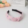 Pink floral fabric headband with stylish knotted design, perfect sweet hair accessory for women. - Korean Pink
