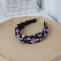 Dark blue butterfly printed knotted headband, vintage French hair hoop for women daily wear. - Navy Blue