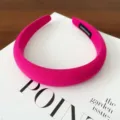 Pink wide padded headband for women, comfortable fabric hair hoop, cute sweet style. - Rose Red