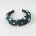 Diadema de tela verde oscura con lunares y nudo, banda para el cabello ancha y elegante para mujer. - Verde Oscuro