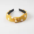 Diadema con nudo de lunares amarillos, elegante aro de pelo de tela ancha para mujer variante. - Amarillo