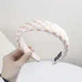 Joli serre-tête à carreaux orange, style coréen accessoire de cheveux doux quotidien. - Orange